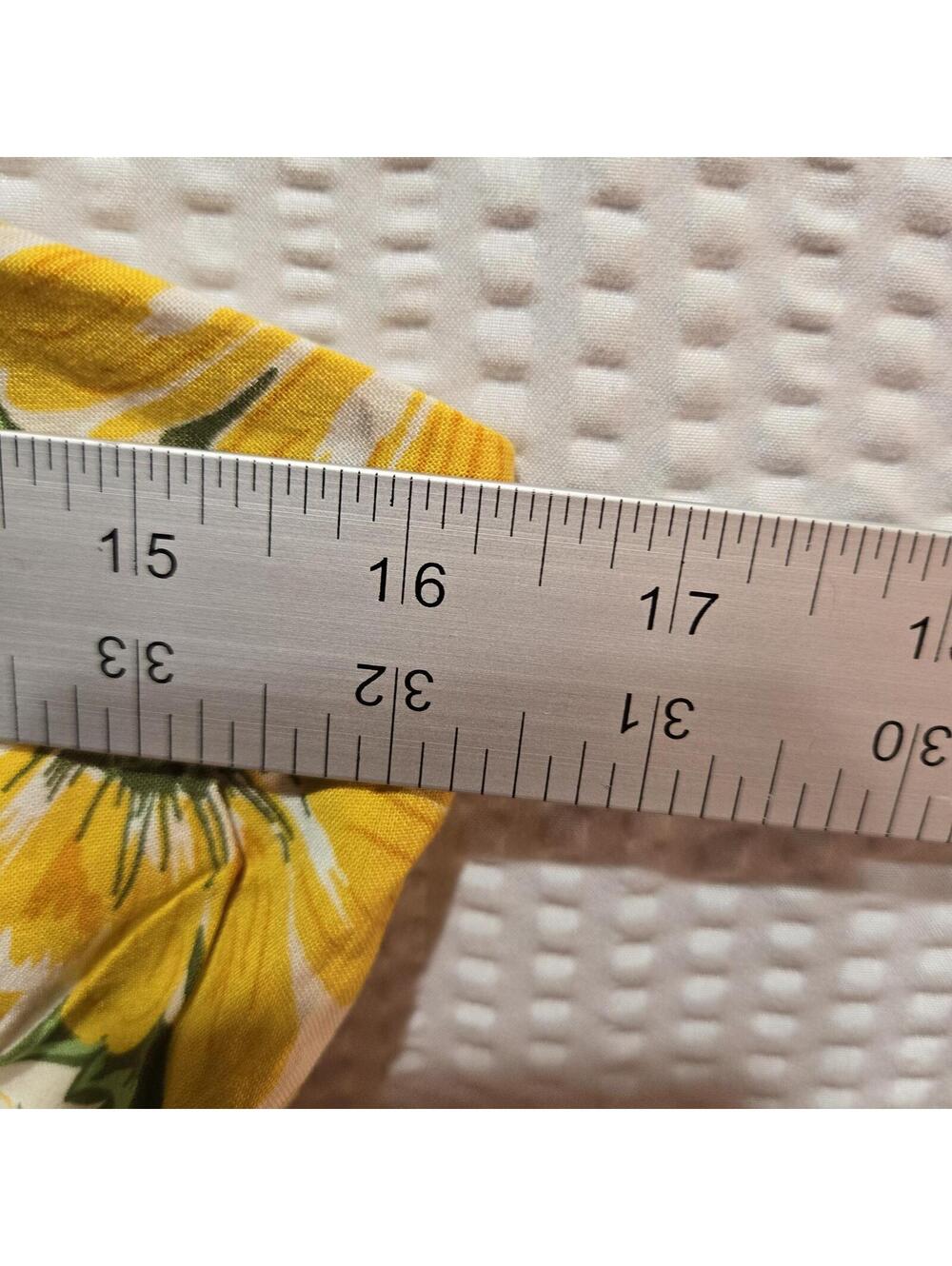 A.U.W. Sunflower Tiered Mini Dress Large Yellow Boho Cottagecore Sun Dress L - Picture 8 of 8